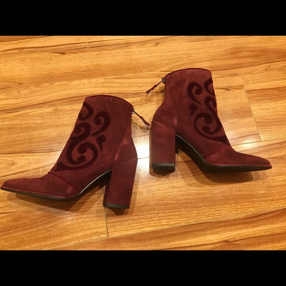 Stuart Weitzman Suede Block Heel Bordx Bootie - Picture 2 of 10